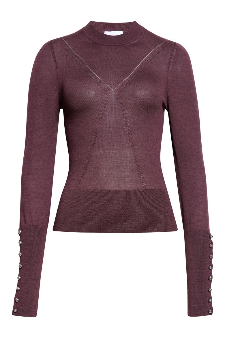 Wool & Silk Crewneck Sweater, Main, color, AUBERGINE