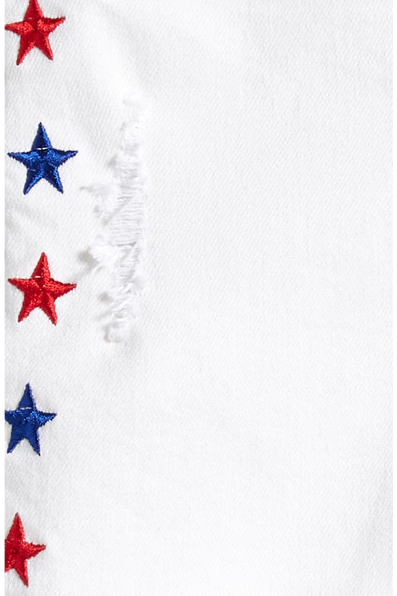 Kids' Star Embroidered Frayed Denim Shorts, Alternate, color, WHITE