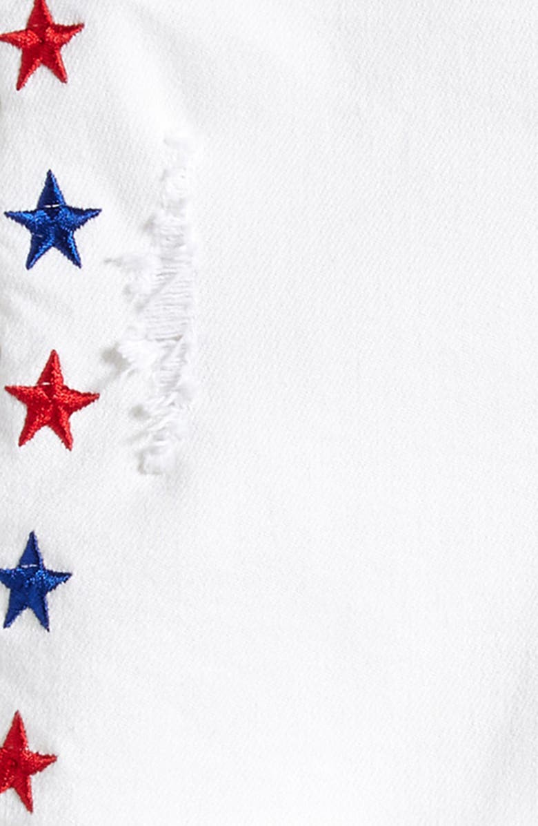 Tractr Kids' Star Embroidered Frayed Denim Shorts, Alternate, color,