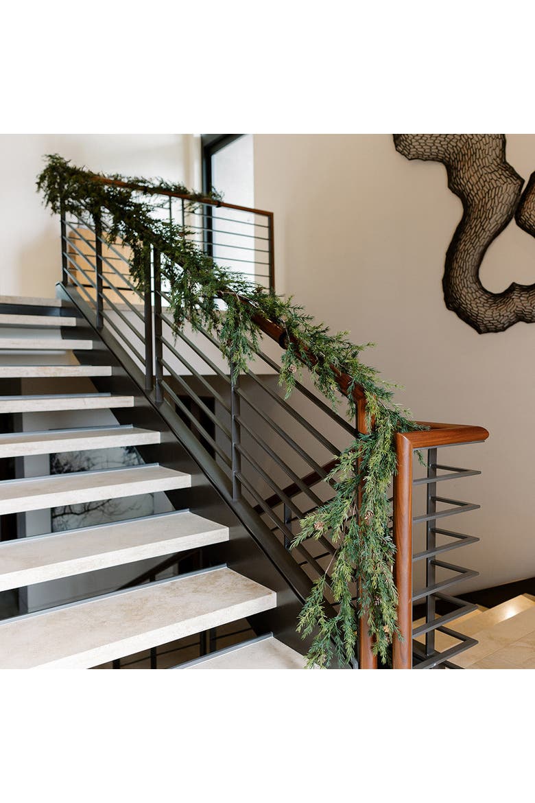 9' Artificial Pine Garland with Pinecones, Alternate, color, Green
