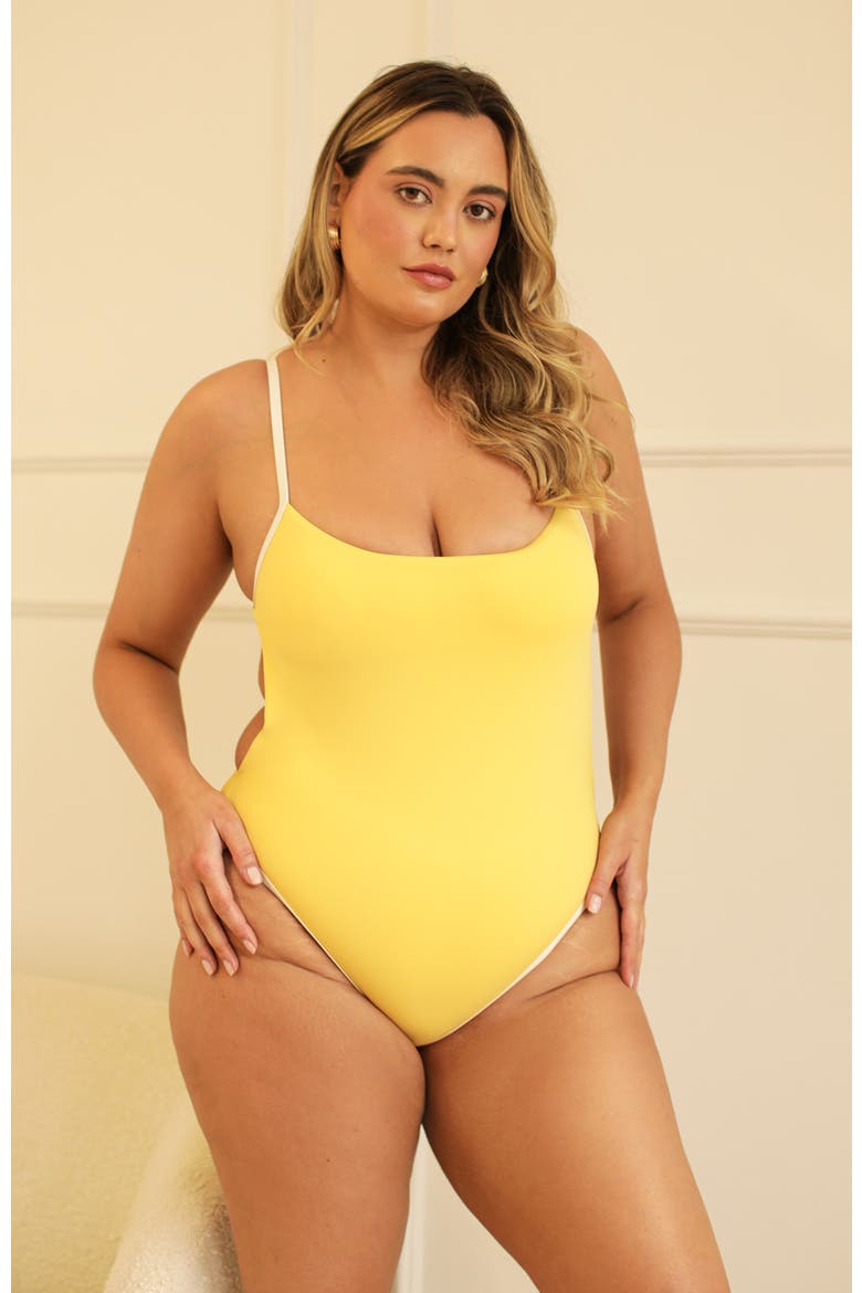 Soul Scoop Neck High Waist One Piece, Main, color, Sunshine