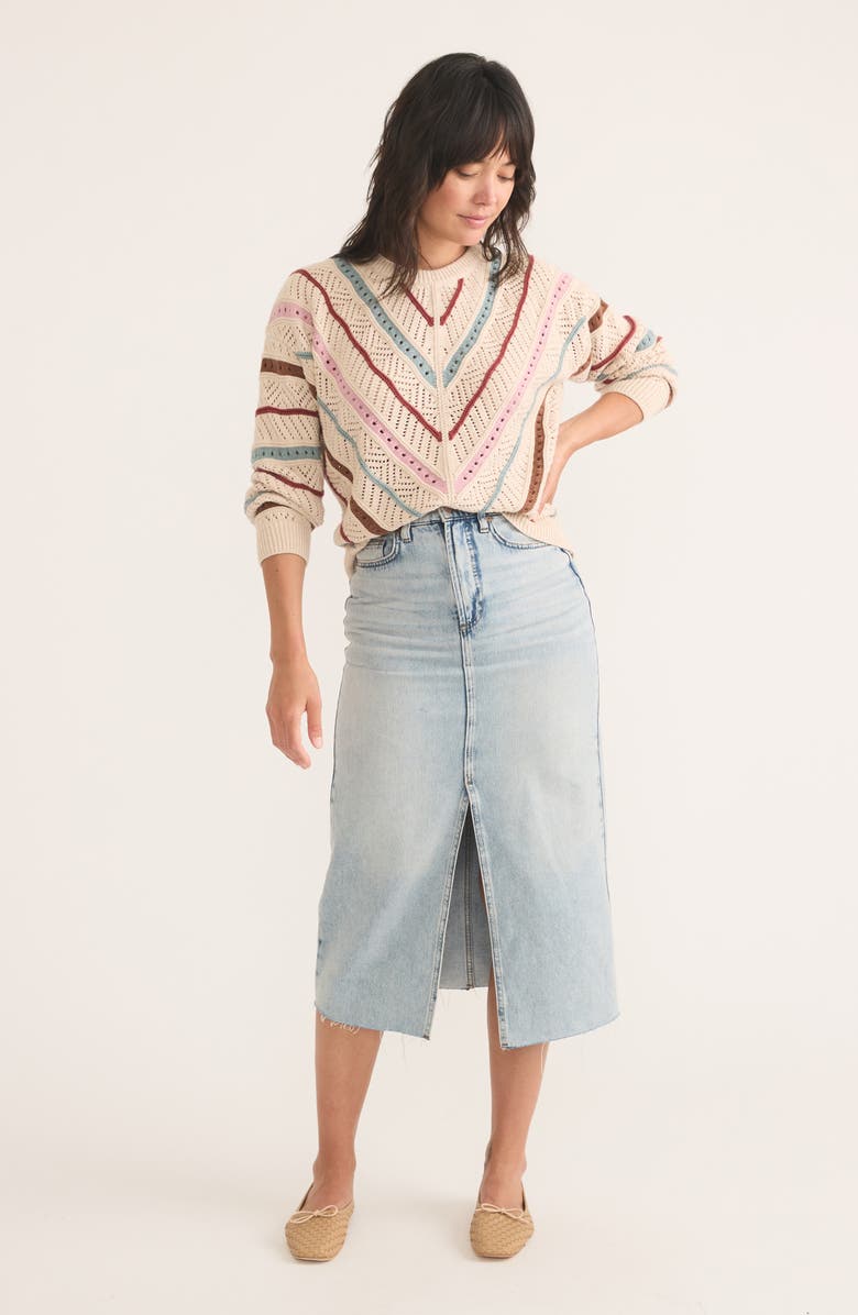 Marine Layer Brooke Stripe Open Stitch Crewneck Sweater, Alternate, color,