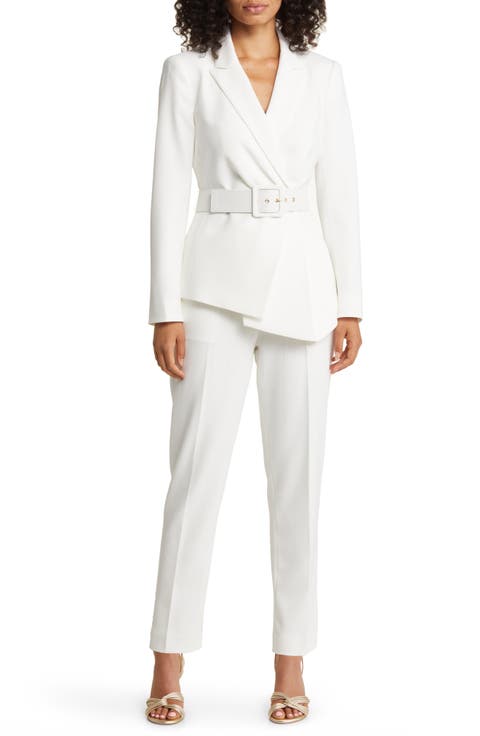 Peak Lapel Belted Blazer & Pants Set
