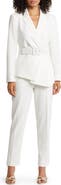 Tahari ASL Peak Lapel Belted Blazer & Pants Set