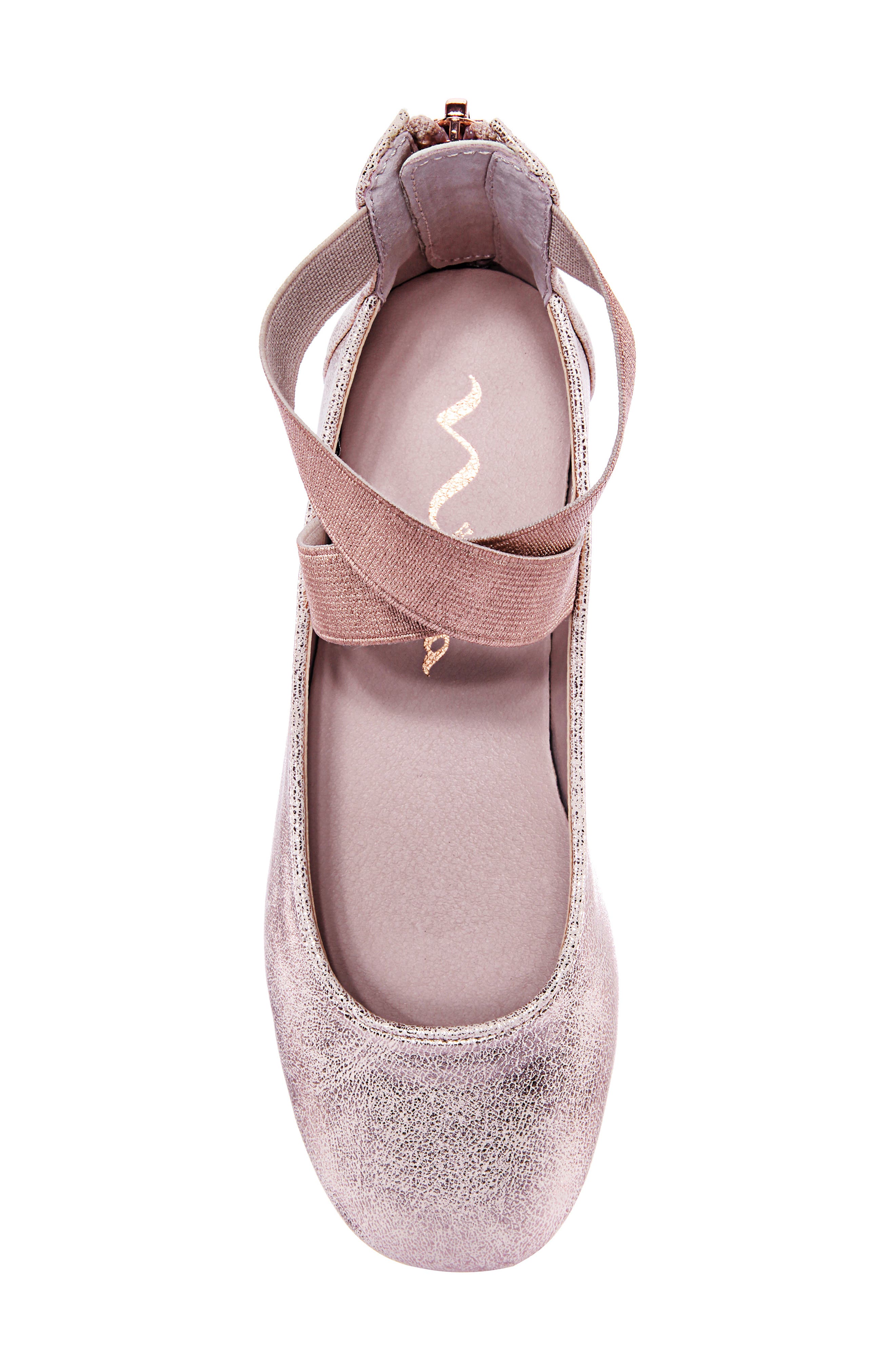 Marissa Cross Strap Flat, Alternate, color, ROSEGOLD DISTRESSED