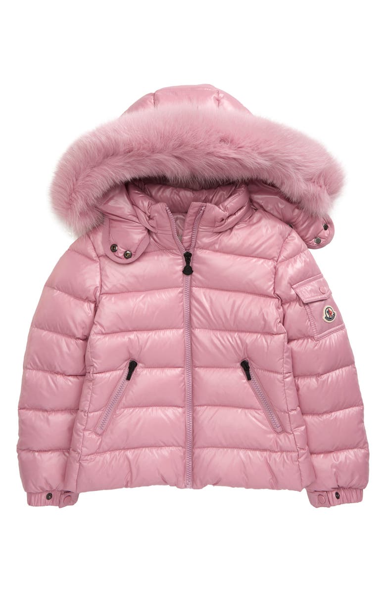 Moncler Kids' Bady Water Resistant Down Puffer Coat with Genuine Fox Fur Trim, Main, color, 