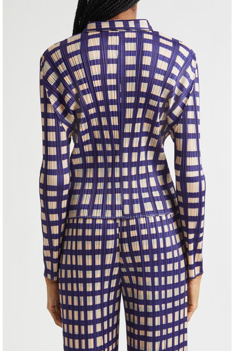 Basket Print Pleated Cardigan, Alternate, color, NAVY