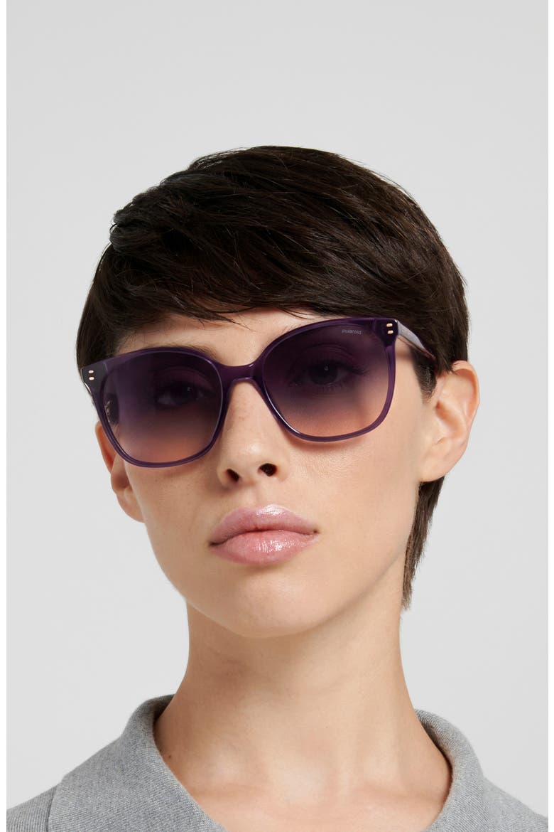 55mm Polarized Gradient Square Sunglasses, Alternate, color, VIOLET/ BLUE SF POLAR
