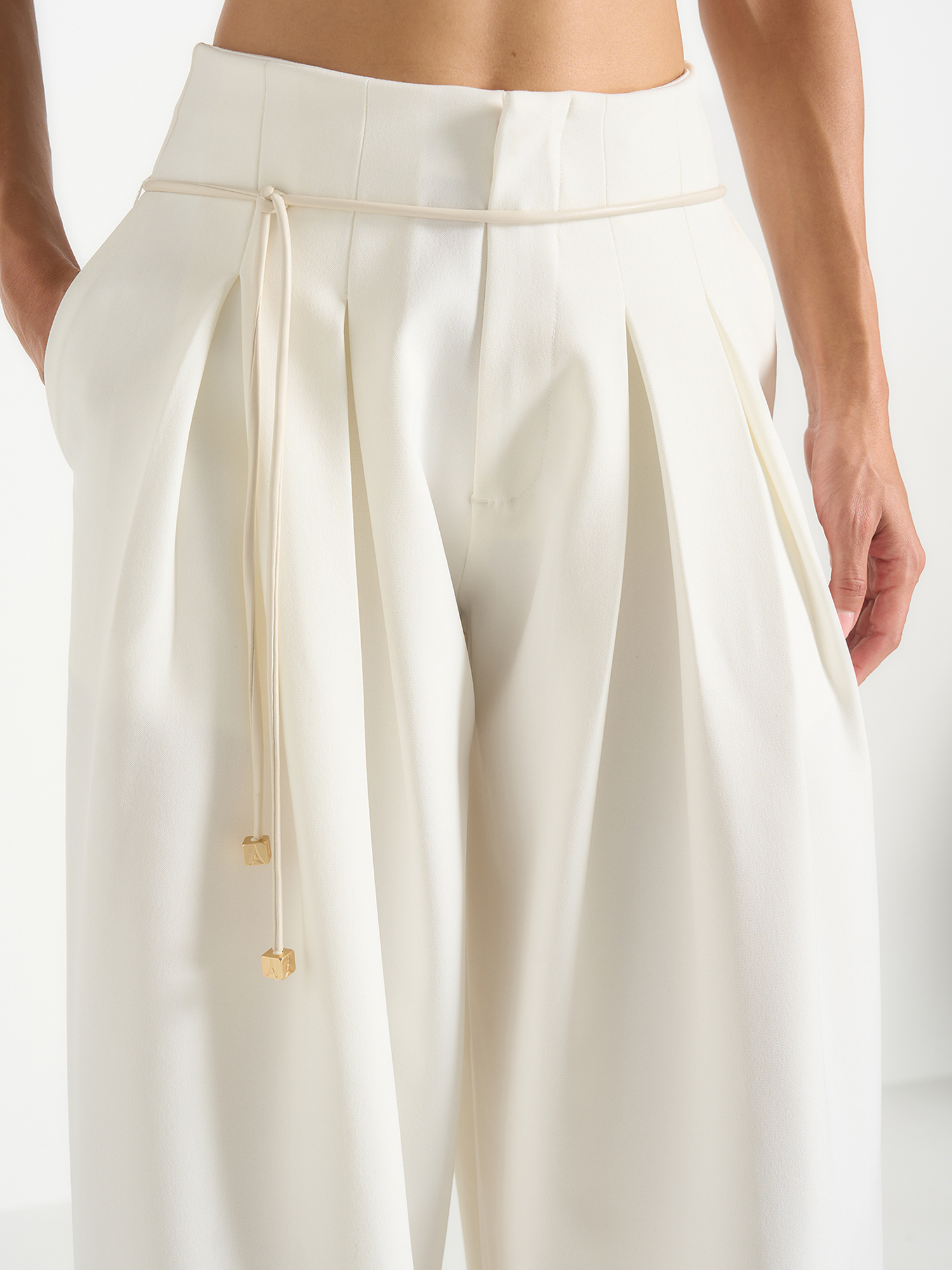 Manière De Voir Flora Box Pleat Wide Leg Belted Trousers (Women ...