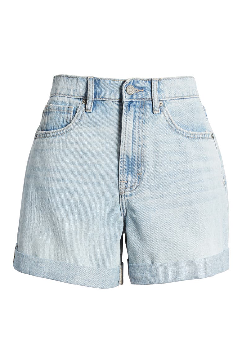 High Waist Denim Mom Shorts, Alternate, color, LIGHT WASH