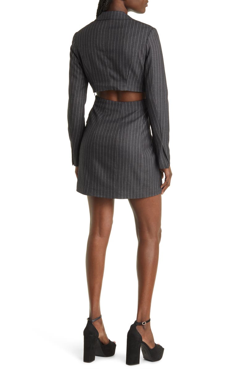 SOMETHING NEW Kara Pinstripe Cutout Long Sleeve Blazer Minidress, Alternate, color, 