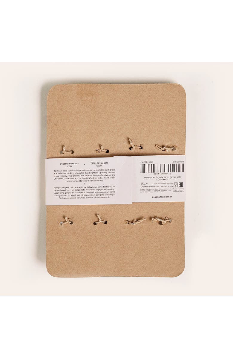 Zsa Zsa Zsu Rampur Set Of 4 Steel Dessert Fork Set Cheerland, Alternate, color, Gold