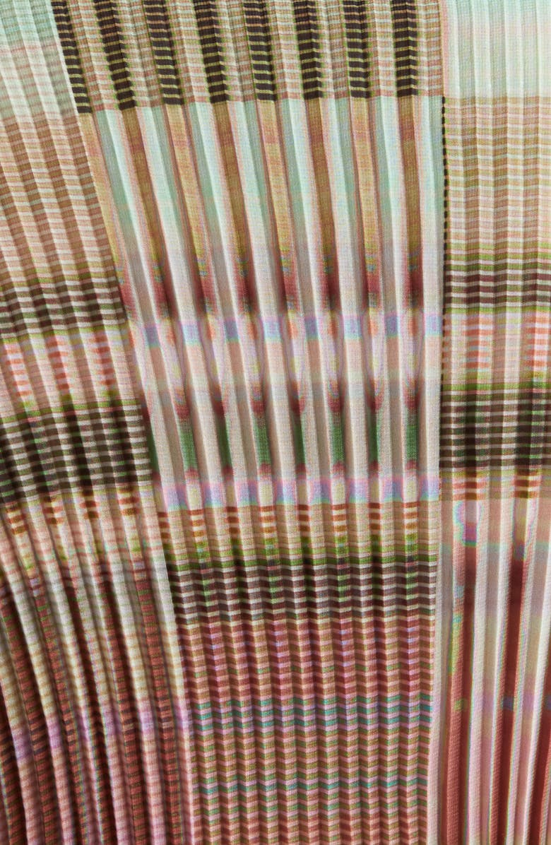 Julia Heuer Taro Print Long Sleeve Belted Pleated Chiffon Dress/Jacket, Alternate, color,