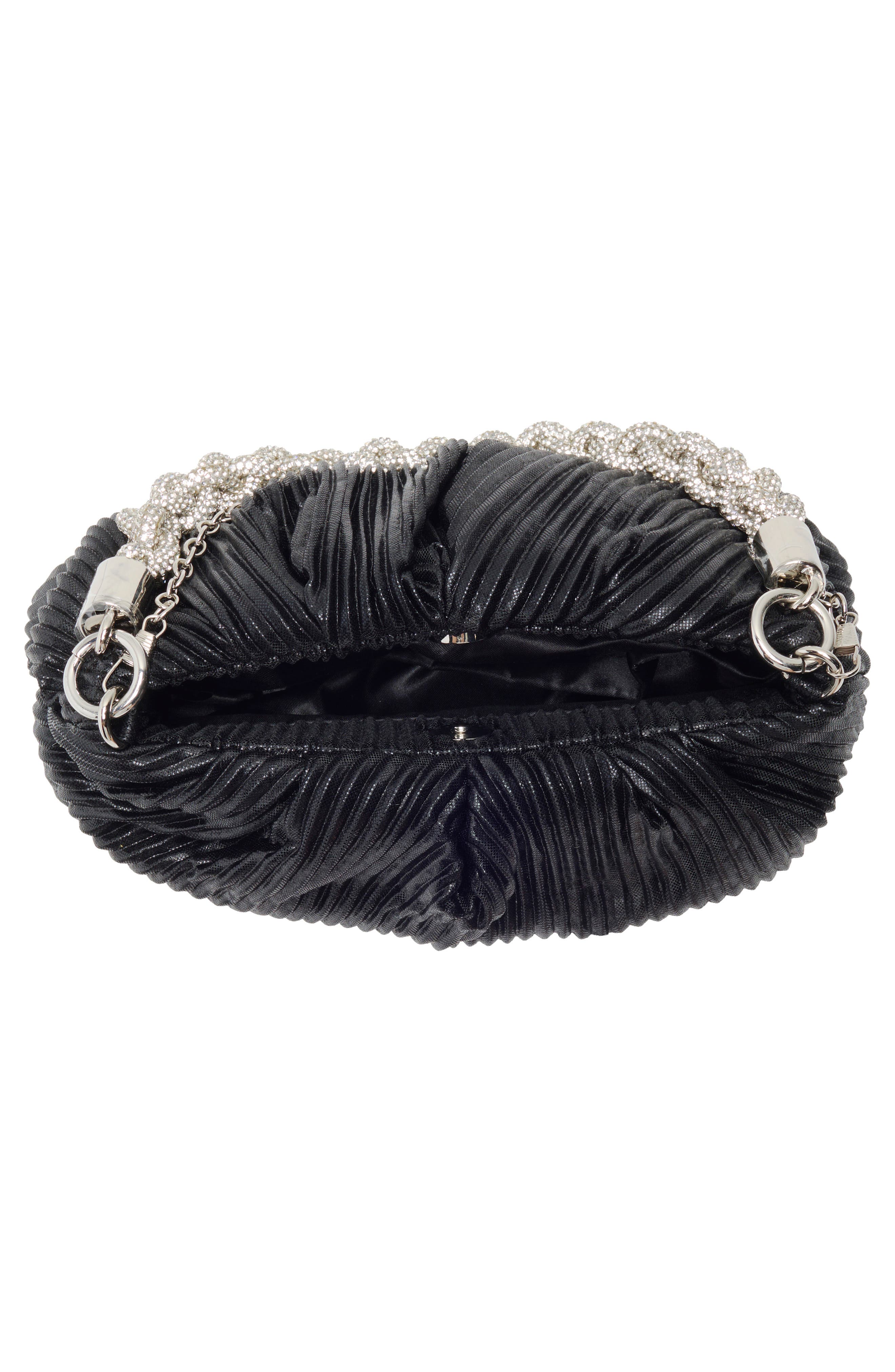 Florian Pleated Metallic Shoulder Bag, Alternate, color, BLACK