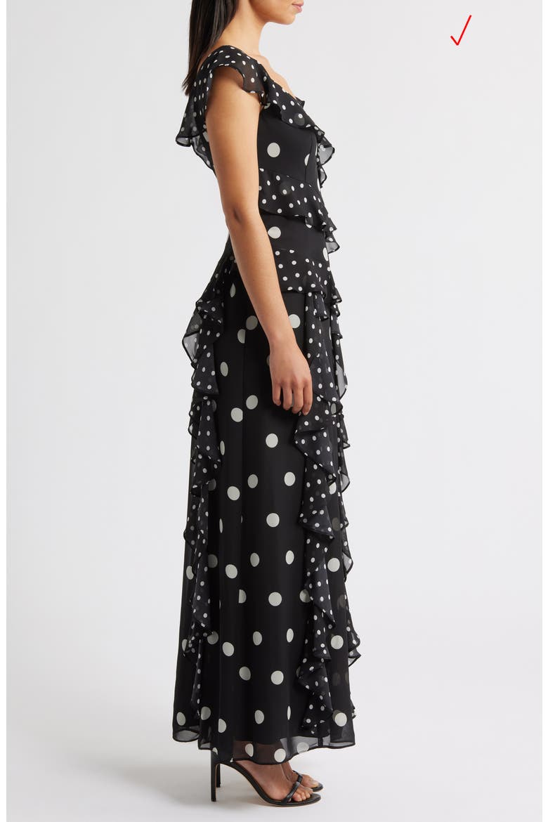 Mixed Polka Dot Maxi Dress, Alternate, color, BLACK