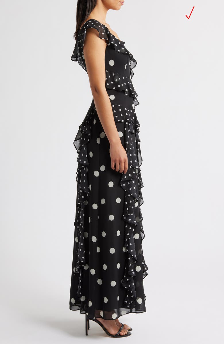 Eliza J Mixed Polka Dot Maxi Dress, Alternate, color, Black