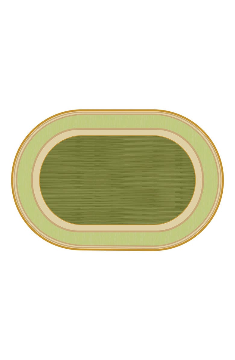 Kaplan Early Learning Company Sense of Place Lowland Stripe Green Oval Carpet - 6' X 9', Main, color, Green Stripe