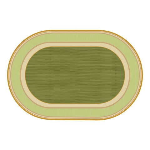 Sense of Place Lowland Stripe Green Oval Carpet - 6' X 9'