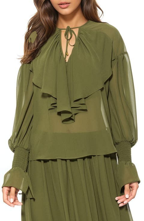 SERELISE RUFFLE DRAPED BLOUSE
