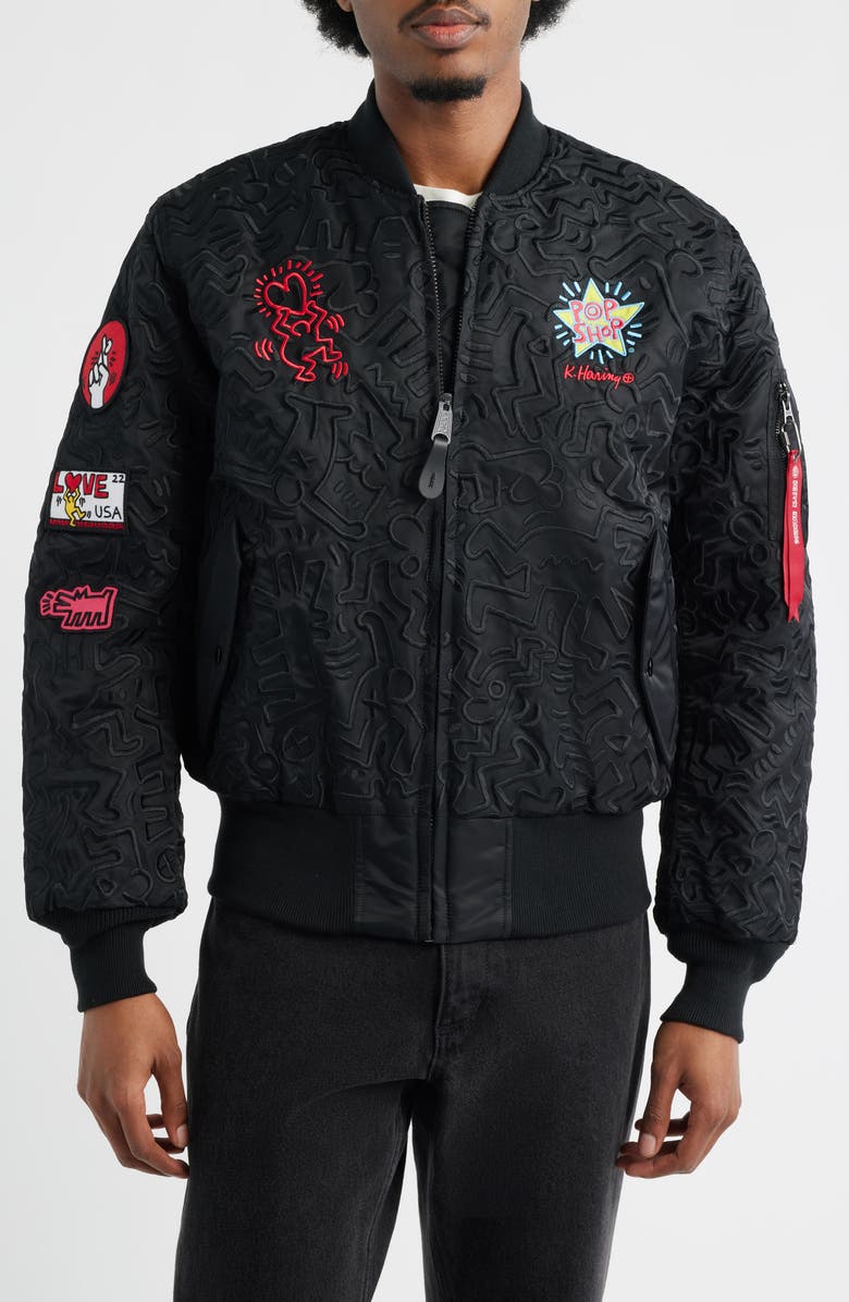 Alpha Industries x Keith Haring MA-1 Embroidered Jacket, Alternate, color, 