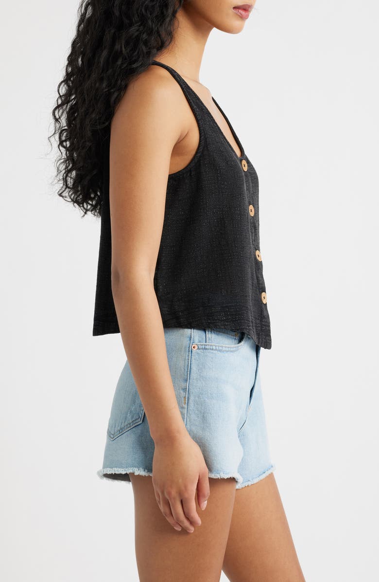 Rip Curl Classic Surf Cotton Crop Button-Up Tank, Alternate, color, Washed Black