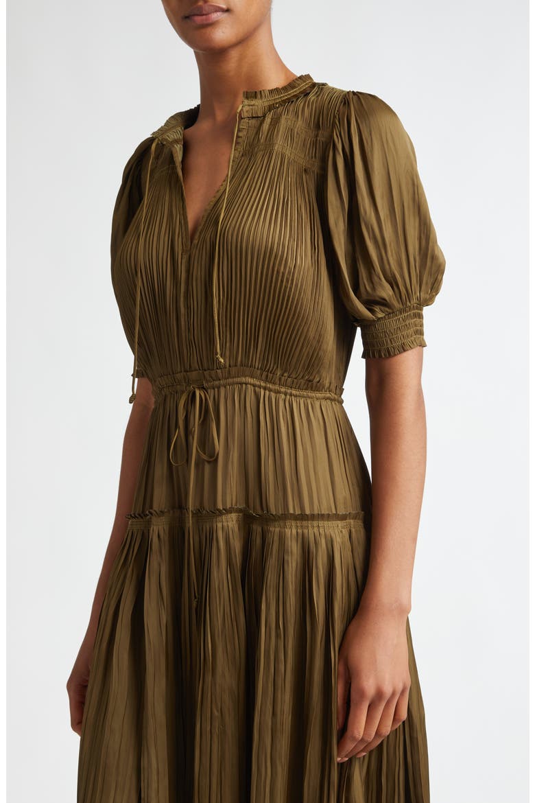 Astrid Pleated Maxi Dress, Alternate, color, OLIVE