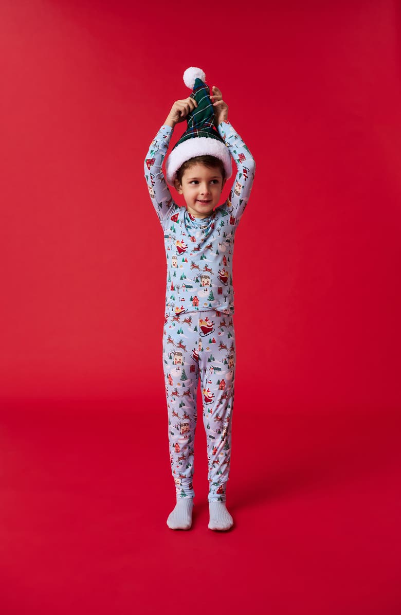 Posh Peanut Kids' Print Fitted Two-Piece Pajamas, Alternate, color, Christmasville