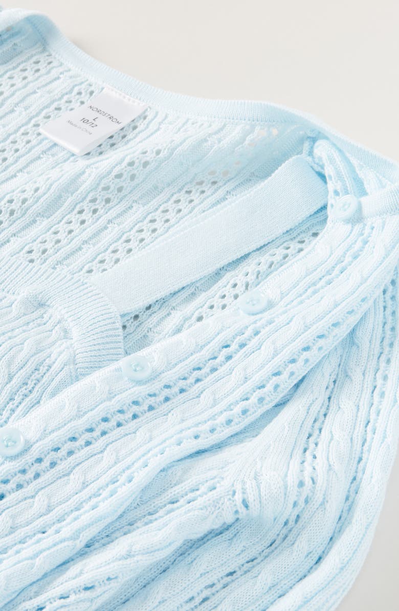 Nordstrom Kids' Cable Stitch Cardigan & Sweater Tank Set, Alternate, color, Blue Delicate