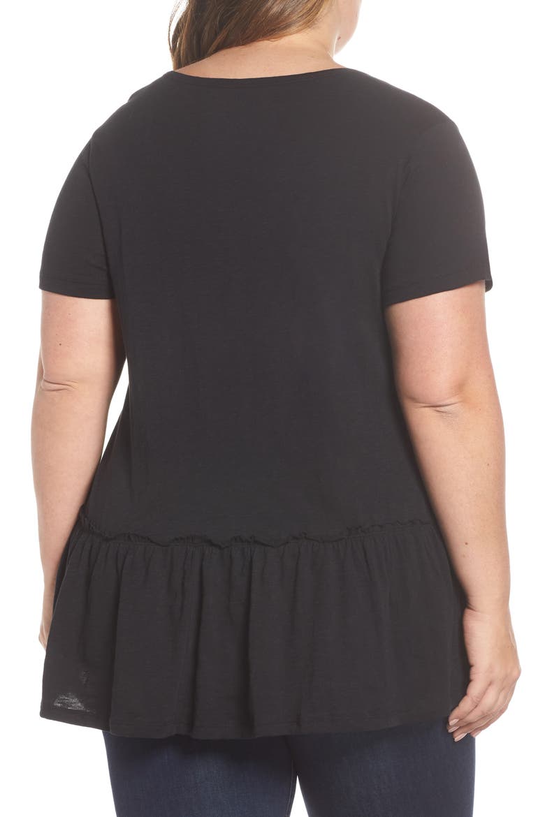 Asymmetrical Peplum Tee, Alternate, color, BLACK
