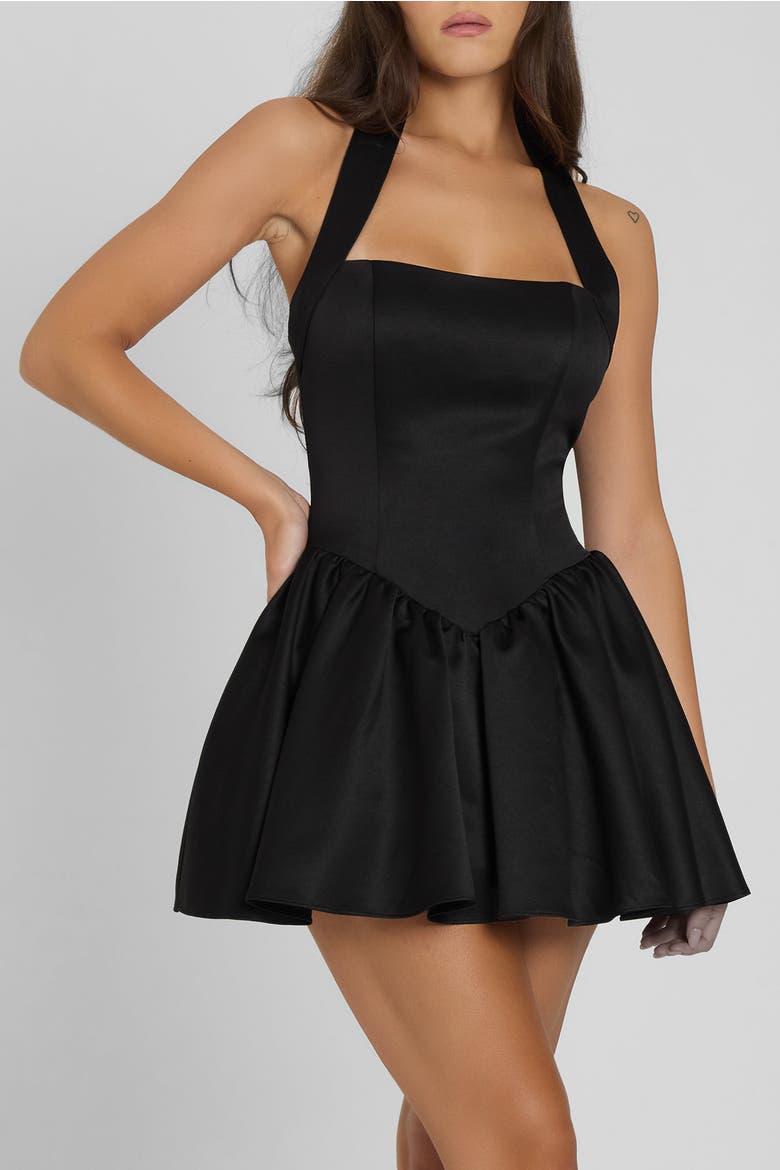 Hyades Halter Corset Mini Dress, Alternate, color, Black