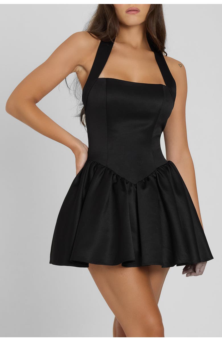 LEAU Hyades Halter Corset Mini Dress, Alternate, color, Black