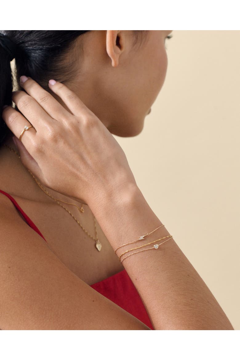 Solid Gold Heart White Sapphire Bracelet, Alternate, color, Metallic Gold