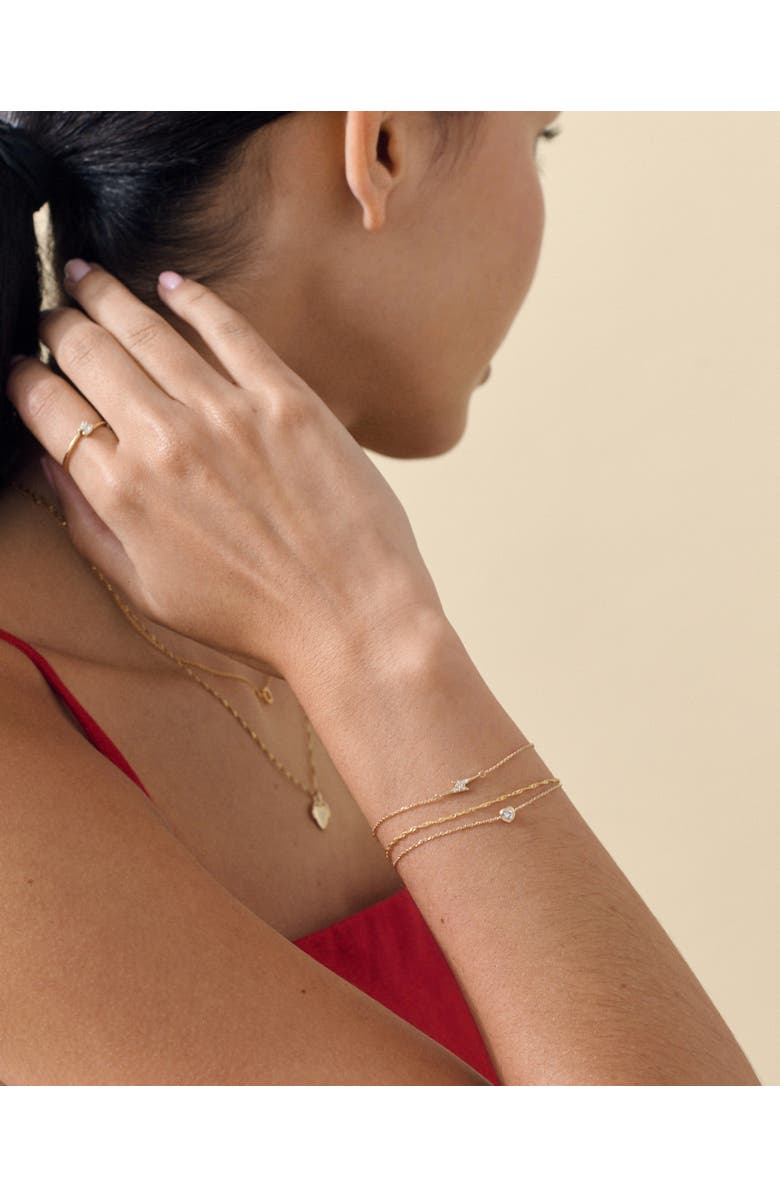 Edge of Ember Solid Gold Heart White Sapphire Bracelet, Alternate, color, Metallic Gold