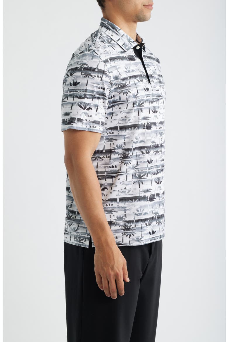 Hendrix Digital Abstract Print Pima Cotton Polo, Alternate, color, CEMENT