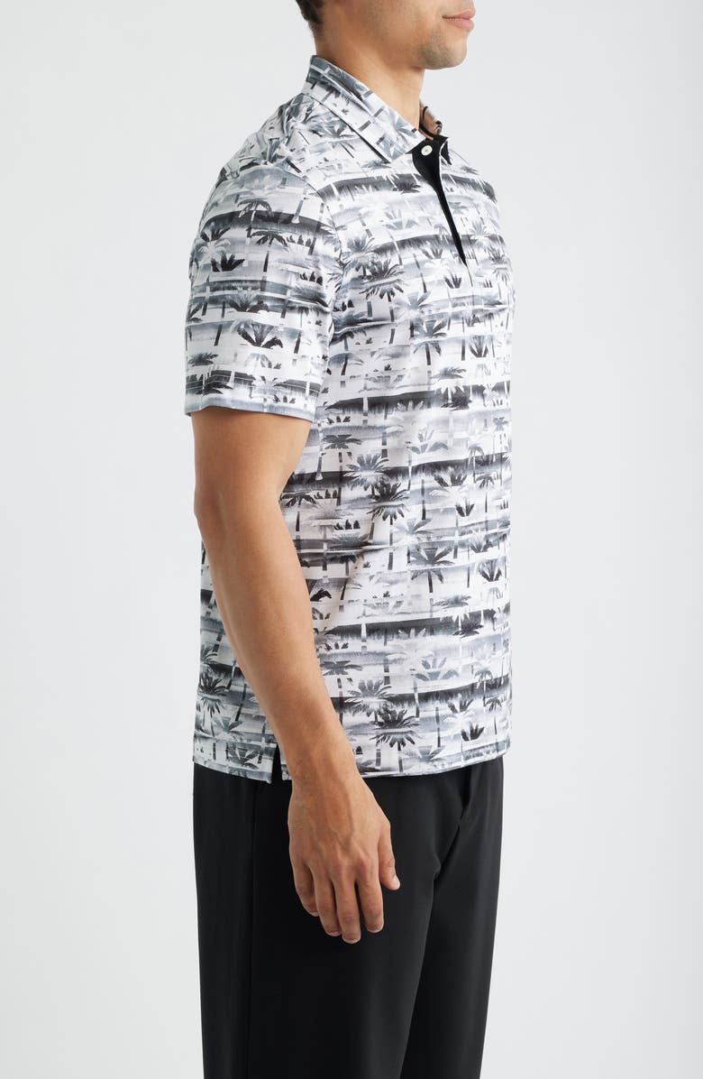 Bugatchi Hendrix Digital Abstract Print Pima Cotton Polo, Alternate, color, Cement