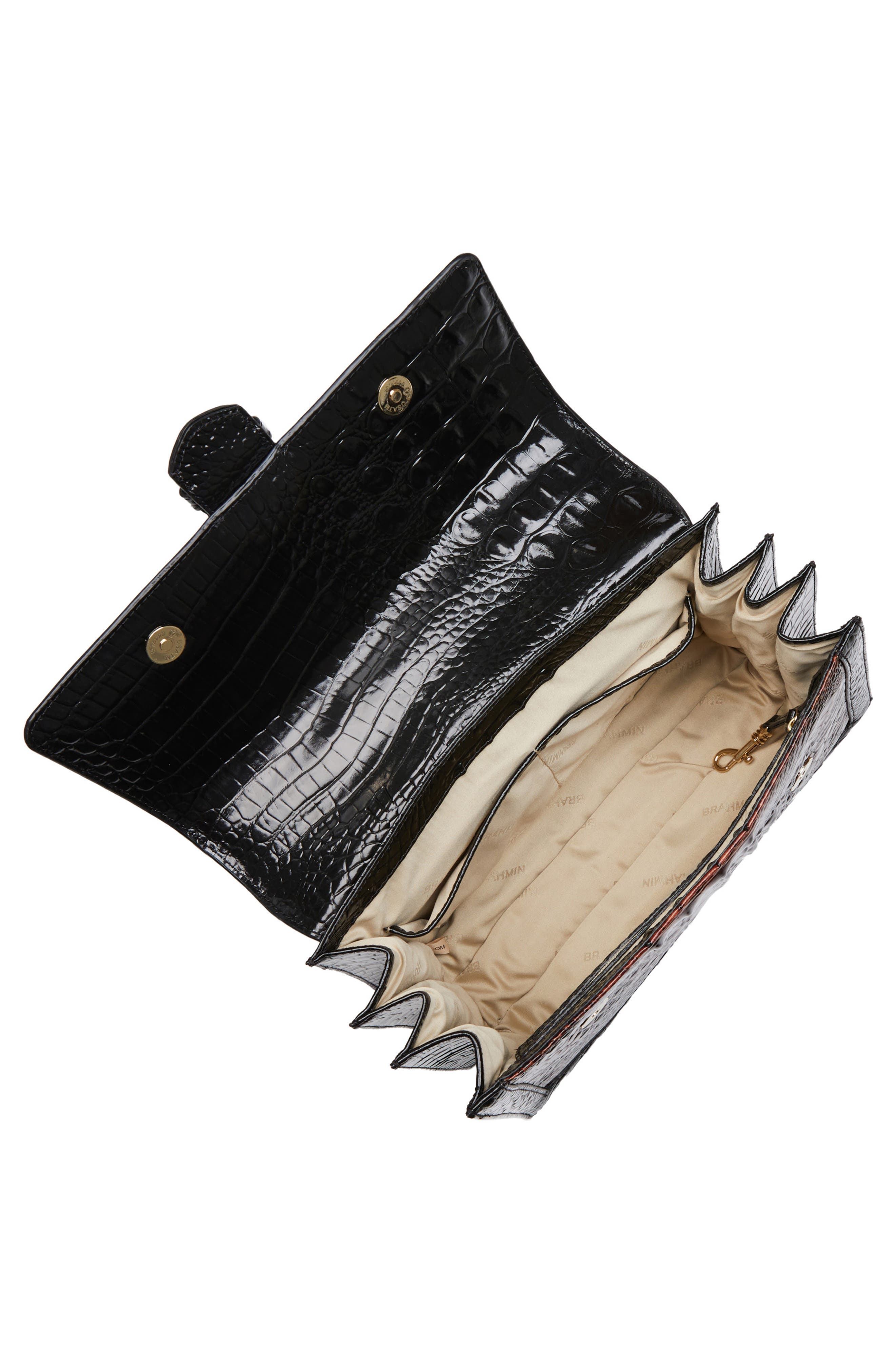 Brahmin Hallie Croc Embossed Leather Top Handle Bag, Alternate, color, 