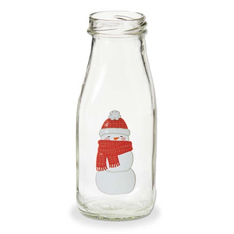Snowman Milk Bottle Decorative Vase for Christmas Multicolor