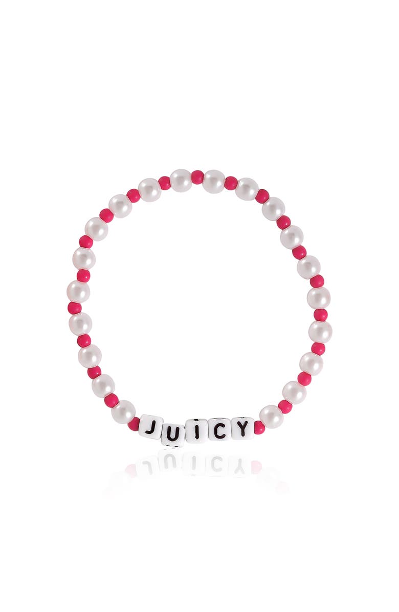 Juicy Couture Kids Beaded Stretch Bracelet Set, Alternate, color, Pink, White, Gold