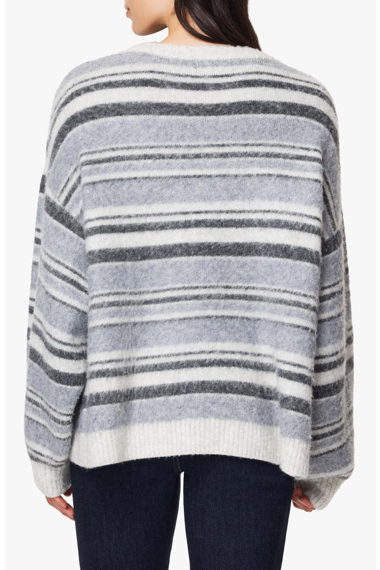 Striped Crewneck Sweater, Alternate, color, GREY STRIPE