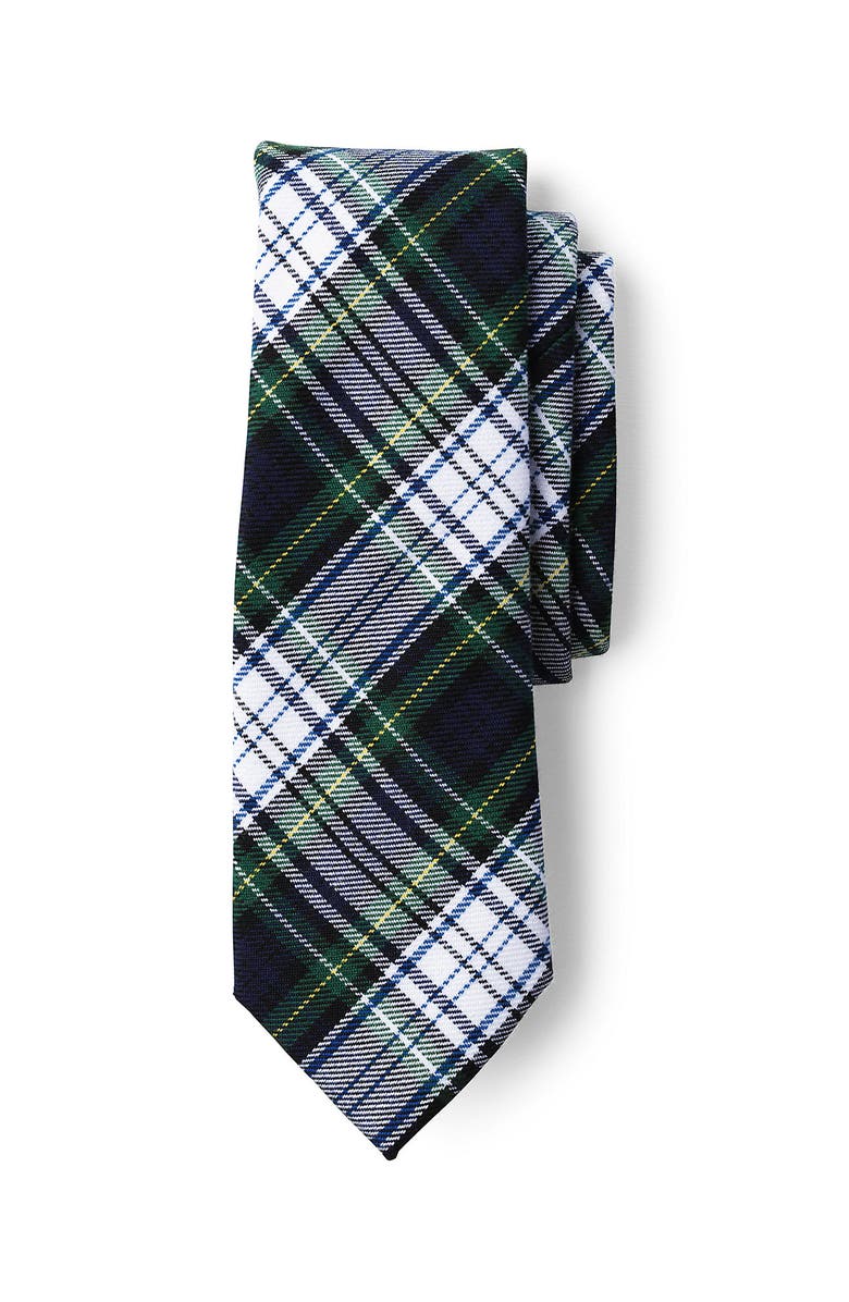 Lands' End School Uniform Adult Plaid To Be Tied Tie, Main, color, White Plaid