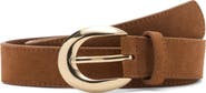 MANGO Oval Buckle Suede Belt