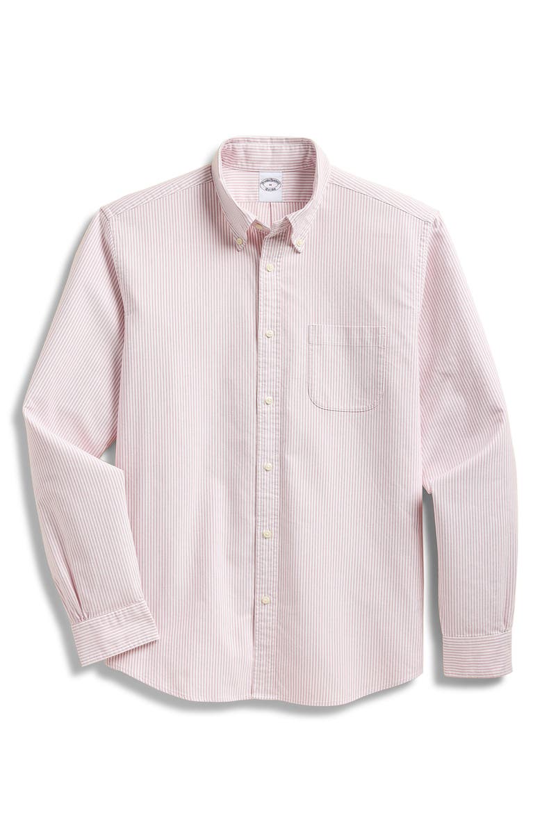 Brooks Brothers Candy Stripe Oxford Cotton Button-Down Shirt, Main, color, Baroque Rose Candy Stripe