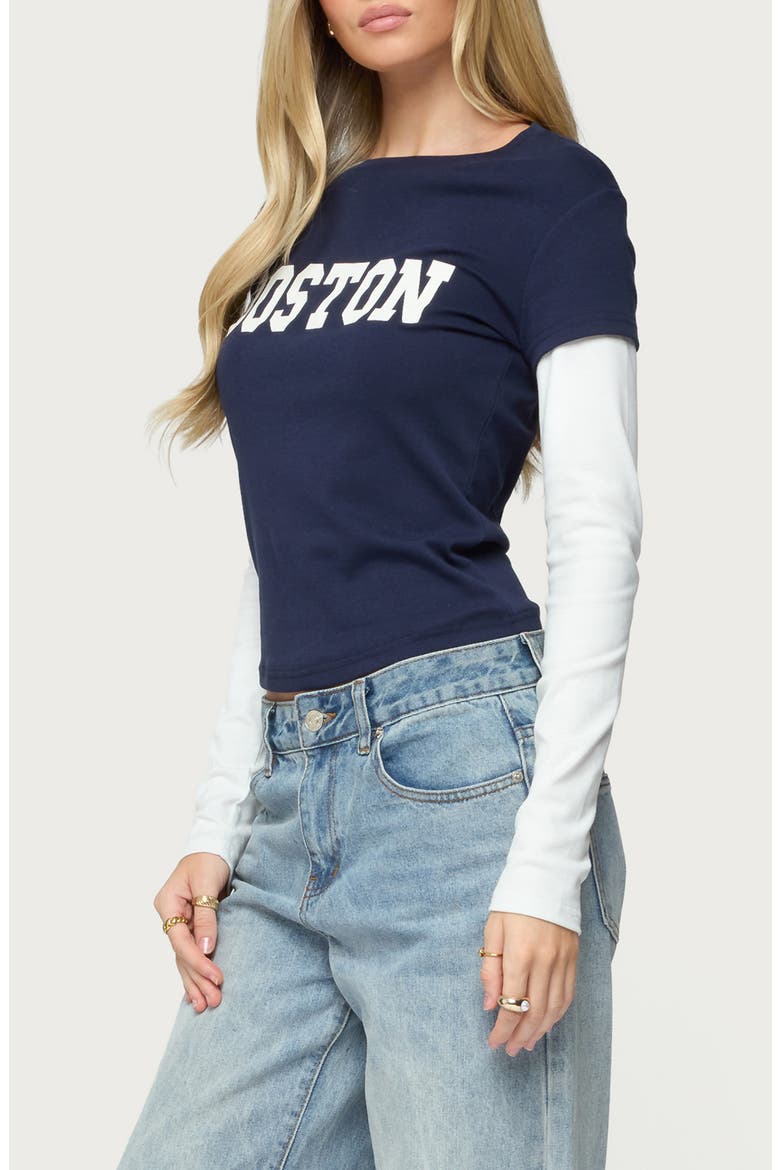 Boston Layered Long Sleeve T-Shirt, Alternate, color, NAVY-AND-CREAM