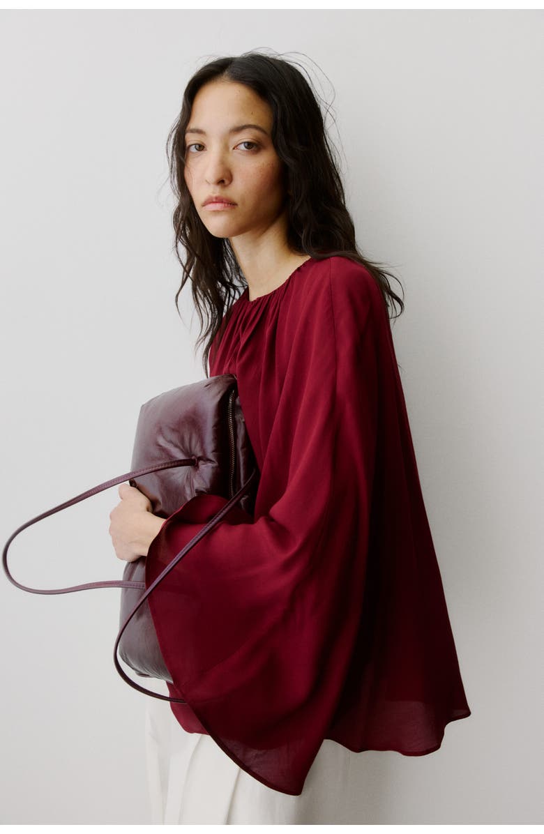 H&M Cape Blouse, Alternate, color, Dark Red