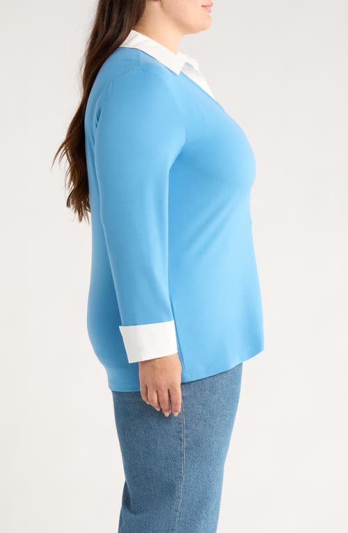 Jones New York Layered Look Long Sleeve Top In Blue