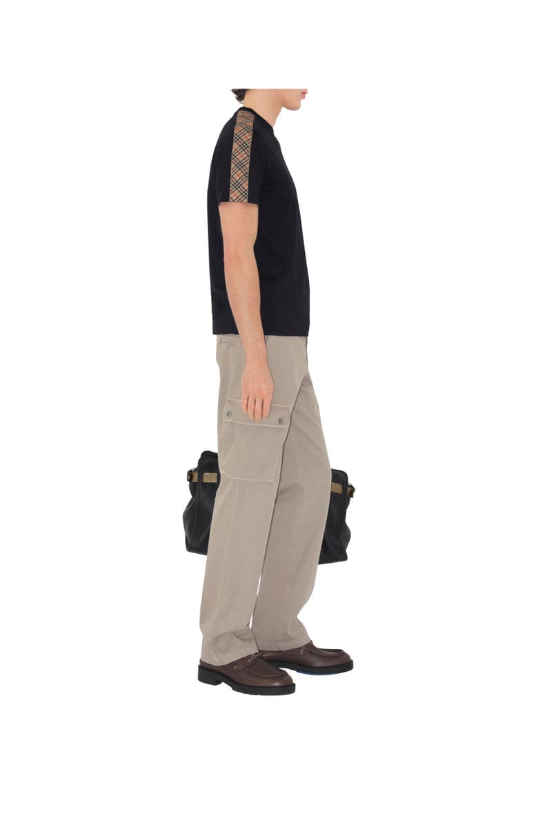 Burberry Check Trim Cotton T-shirt, Alternate, color, Black