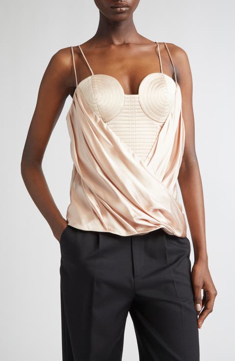 Draped Satin Bustier Top