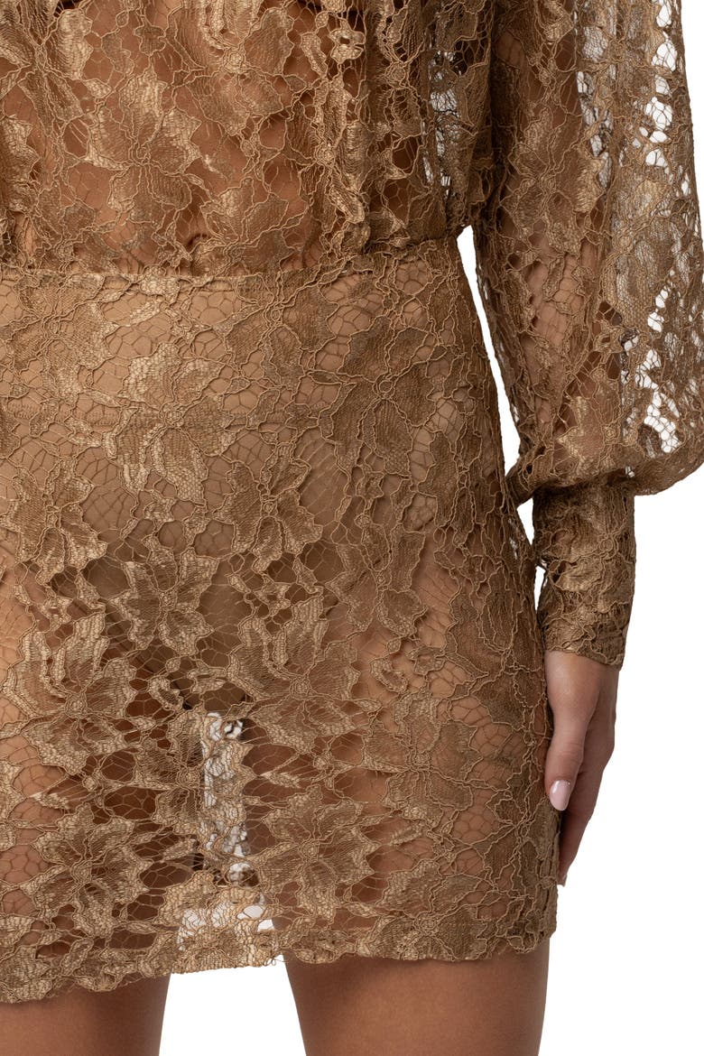 Devotion Lace Bodysuit & Skirt Set, Alternate, color, Beige