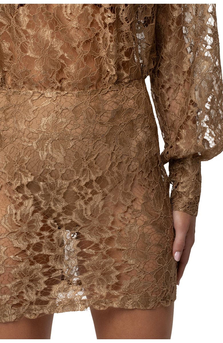 JLUXLABEL Devotion Lace Bodysuit & Skirt Set, Alternate, color, Beige