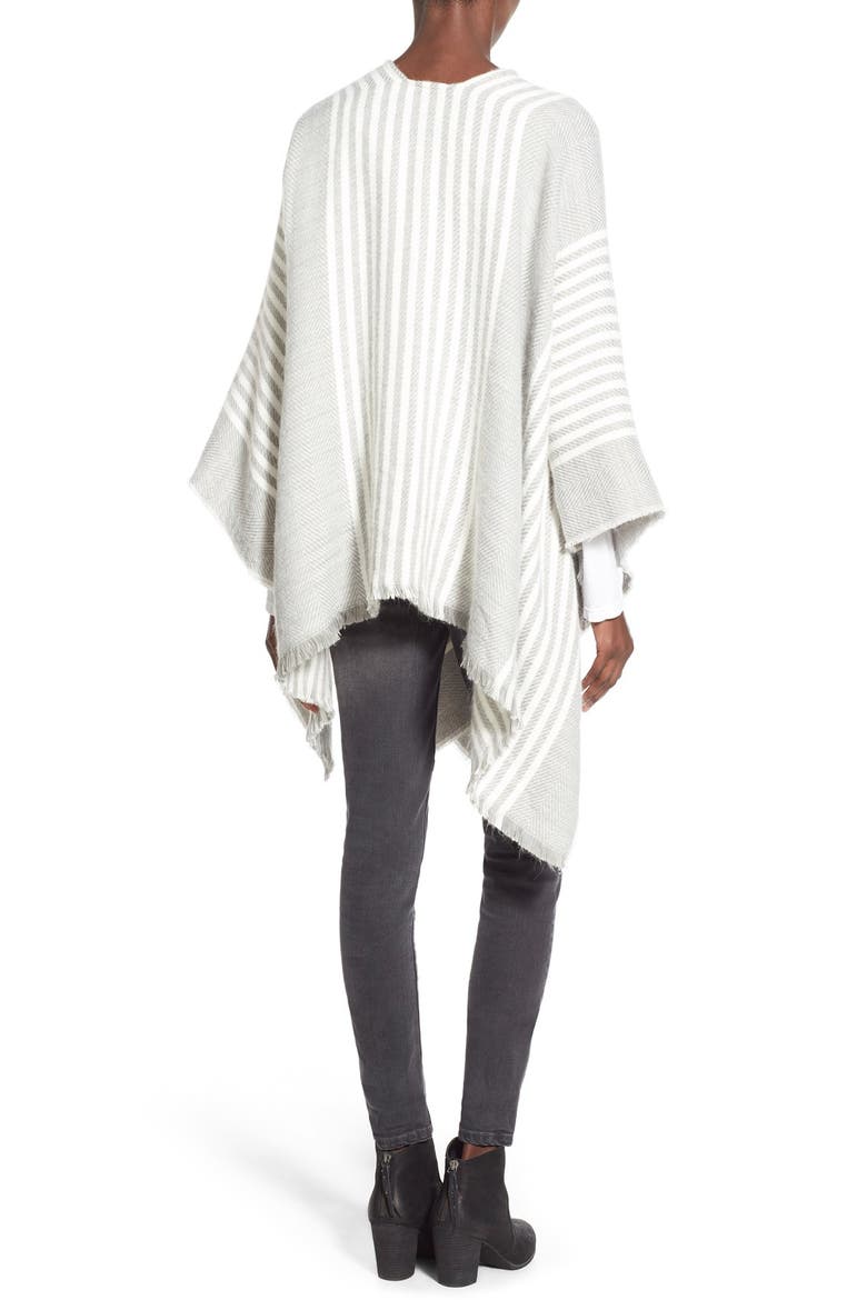 Stripe Ruana, Alternate, color, GREY/ IVORY